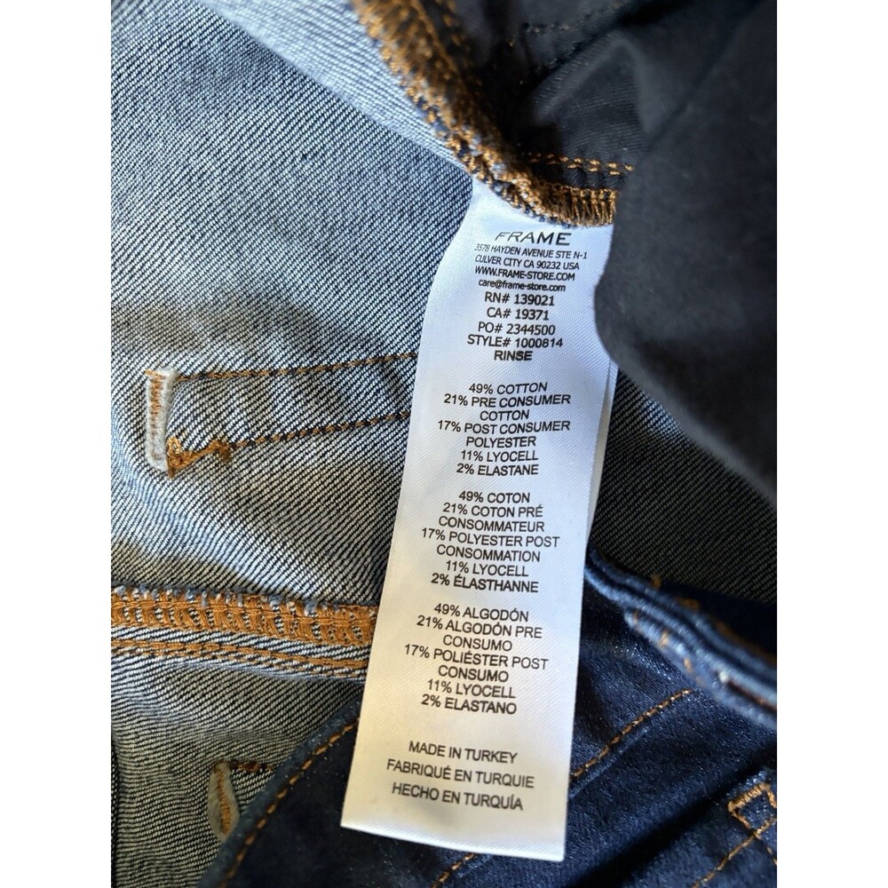FRAME EUC The Pencil Denim Dark Rinse Skinny Jeans Women 26 Stretch Minimalist - Picture 4 of 6